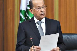 Newly elected Lebanese President Michel Aoun takes the oath of office after he was elected Oct. 31 in Beirut.