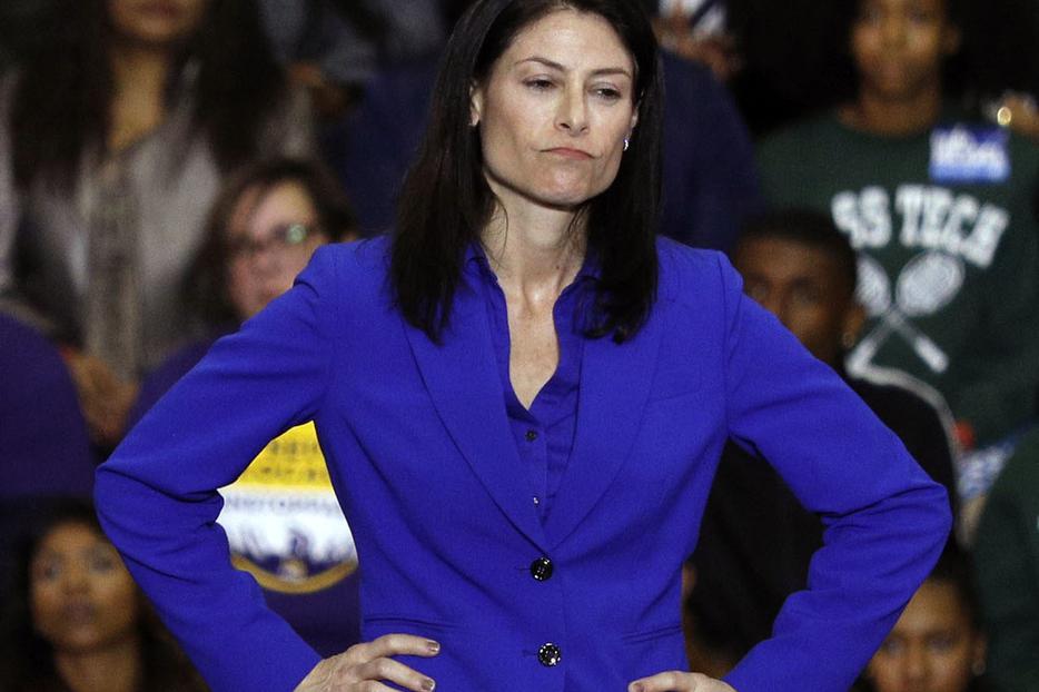 Michigan attorney general Dana Nessel speaks at a Democratic rally attended by former President Barack Obama and former Attorney General Eric Holder Oct. 26, 2018, at Detroit’s Cass Tech High School. 26, 2018, in Detroit, Michigan. After her November 2018 election the openly lesbian Nessel targeted St. Vincent Catholic Charities as “hate mongers” and sought to withdraw state funds from their foster care and adoption work. A U.S. District judge handed down an injunction in favor of St. Vincent Sept. 26.