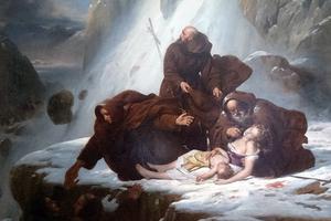 Louis Hersent, “Les Religieux du mont Saint-Gothard,” c. 1820