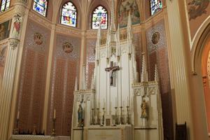 Statues on the altar highlight St. Anne and the Blessed Mother. 