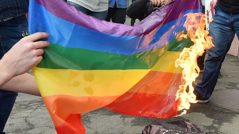 Rainbow Flag Being Burned