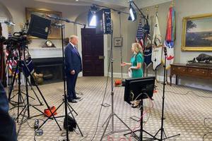 EWTN News Nightly's Tracy Sabol conducts a White House interview with President Donald Trump Aug. 4.