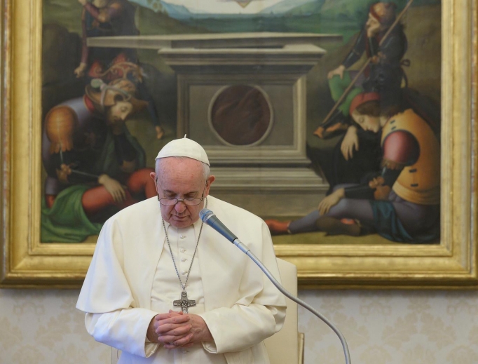 Pope Francis celebrates Mass on April 22, 2020. 