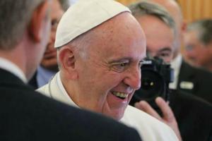 Pope Francis aboard the papal plane during his Oct. 31-Nov. 1 trip to Sweden. 