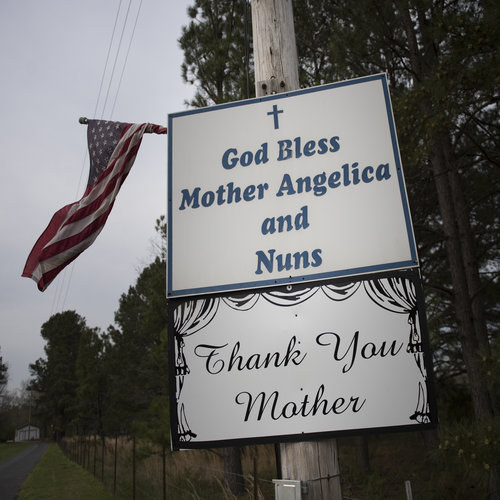 Sign thanks Mother Angelica in Hanceville, Ala.