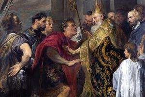 Anthony van Dyck, “Saint Ambrose Barring Emperor Theodosius from the Milan Cathedral,” c. 1620