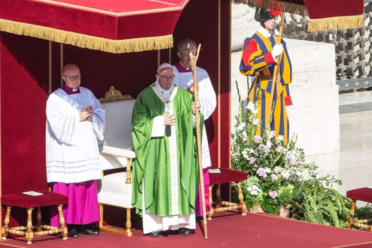 Pope Francis at Mass for the opening of the Synod of Bishops on youth Oct. 3. 