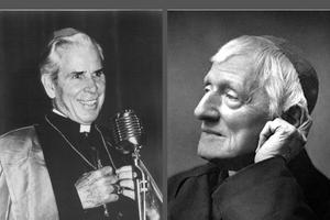 L to R: Archbishop Fulton Sheen and Cardinal John Henry Newman