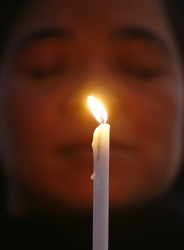 New Delhi nun at a vigil for Mumbai's terror victims.