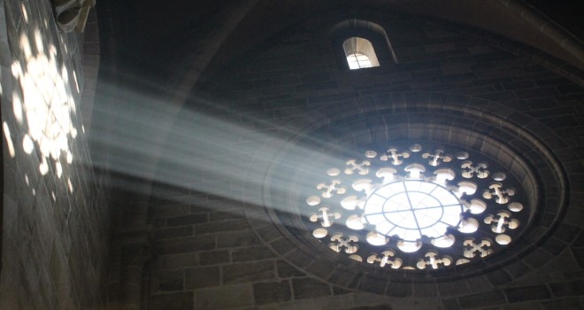 Sunbeam Streaming through a Stained Glass Window