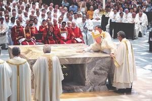 Bishop Kevin Vann of Orange, California, dedicates Christ Cathedral July 17.