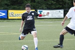 Above, Steven Duran plays semipro soccer; below, he is shown praying (right) on a mission trip in Ecuador.