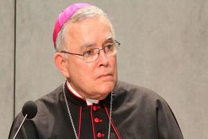 Archbishop Charles Chaput of Philadelphia speaks at the Holy See press office, March 25, 2014. 