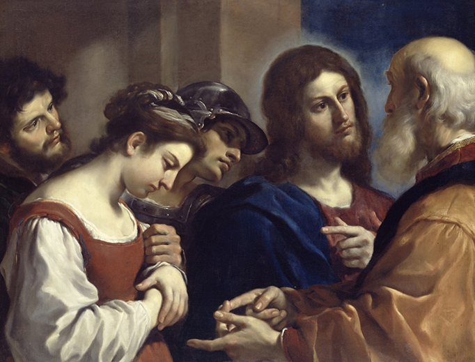 Guercino, “Christ and the Woman Taken in Adultery”, ca. 1621