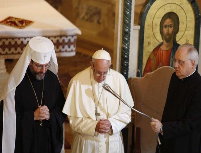 Pope Francis visits the Ukrainian Greek Catholic community in Rome, 2018. 