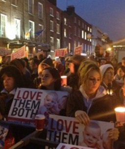 Pro-life advocates rally Dec. 4 outside the Dáil Eireann in Dublin.