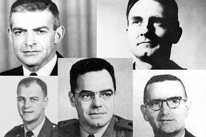 Top row: Fathers Vincent Capodanno and Emil Kapaun
Bottom row: left to right: Fathers Angelo Liteky, Joseph O’Callahan and Charles Watters