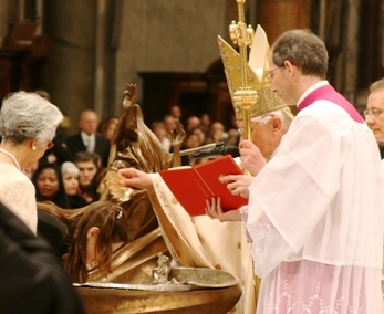 Heidi Sierras, California mother of four, is baptized in St. Peter's at the Easter Vigil.