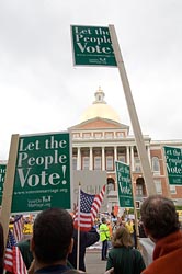 Pro-marriage supporters rally in 2007 in Massachusetts.