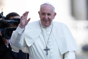 Pope Francis greets pilgrims in St. Peter’s Square Nov. 6. 