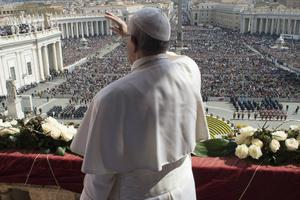 Pope Francis gives his 2016 urbi et orbi Easter address to pilgrims in St. Peter's Square on March 27.
