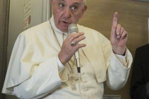 Pope Francis aboard the papal flight from Cuba to Washington on Sept. 22.
