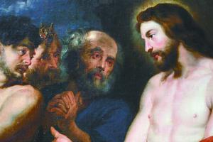 Rubens, Christ and the Penitent Sinners, 1618, depicts Jesus with Dismas, King David and St. Peter