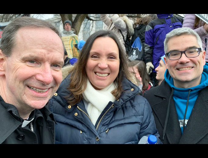 John and Lisa Clark with Bishop Michael Burbidge at the 46th March for Life, Jan. 18, 2019.