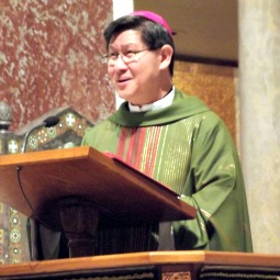 Manila Archbishop Luis Antonio Tagle of Manila gives the homily during Mass at the Cathedral of St. Matthew the Apostle May 28 in Washington.