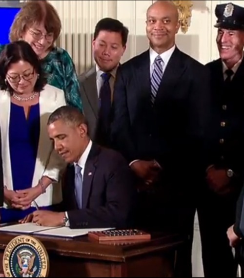 President Barack Obama signs his July 21 executive order, which bans federal employers and contractors from discriminating against homosexual or ‘transgendered’ employees.