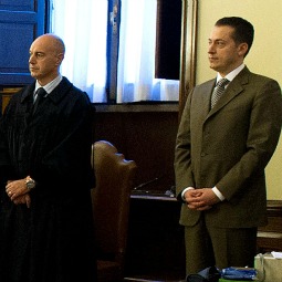 Paolo Gabriele (r) listens as the verdict in his trial is delivered Oct. 6 in a Vatican court.