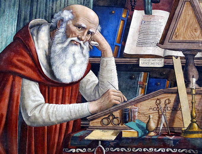 Ghirlandaio, “Saint Jerome in His Study” (detail), 1480, Church of Ognissanti, Florence, Italy