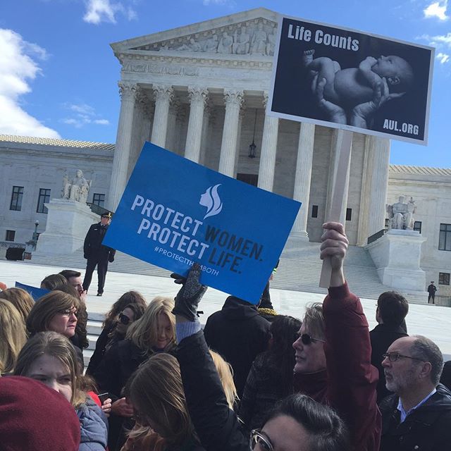 Pro-life advocates outside of the Supreme Court on March 2.