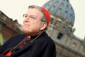 Cardinal Raymond Burke at the EWTN studio in Rome during the canonizations of Pope St. John Paul II and Pope St. John XXIII.