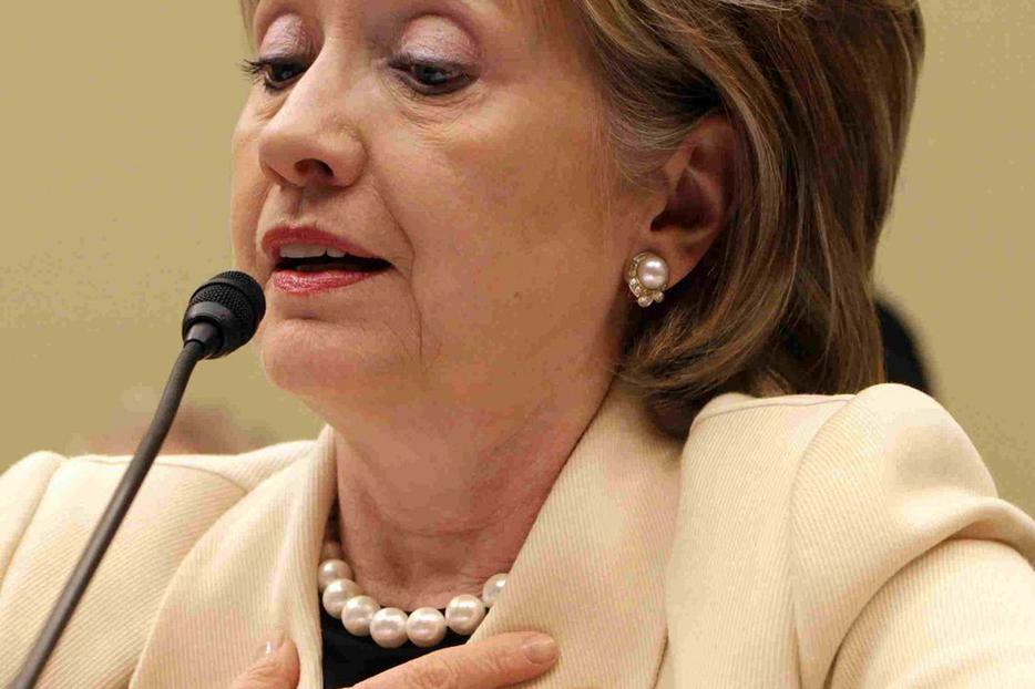 Hillary Clinton testifies yesterday before the House Foreign Affairs Committee.