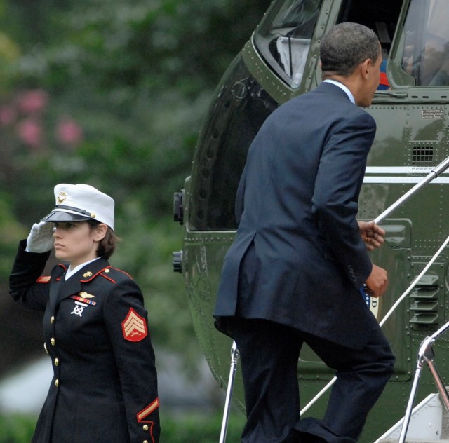 President Obama boards the Marine One helicopter July 29 to fly to a town hall on health-care reform.