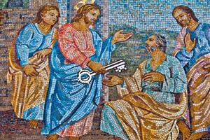 Mosaic of Christ giving the keys to St. Peter in St. Peter's Basilica.