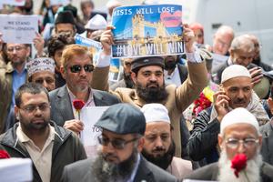 British imams and other religious leaders march to a vigil June 7 near the scene of the June 3 terrorist attack at London Bridge. 