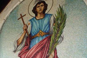 The St. Margaret Shrine is dedicated to St. Margaret of Antioch (shown in the mural); it includes a chapel (interior shown) and acres of prayer stations that are dedicated to various saints and Mary, including Our Lady of Fatima with the children and a replica of the Pietà (both shown), along with a towering Christ the King (also shown). 