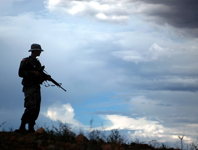 A U.S. Army National Guard member working with the U.S. Border Patrol in Arizona in July 2006.