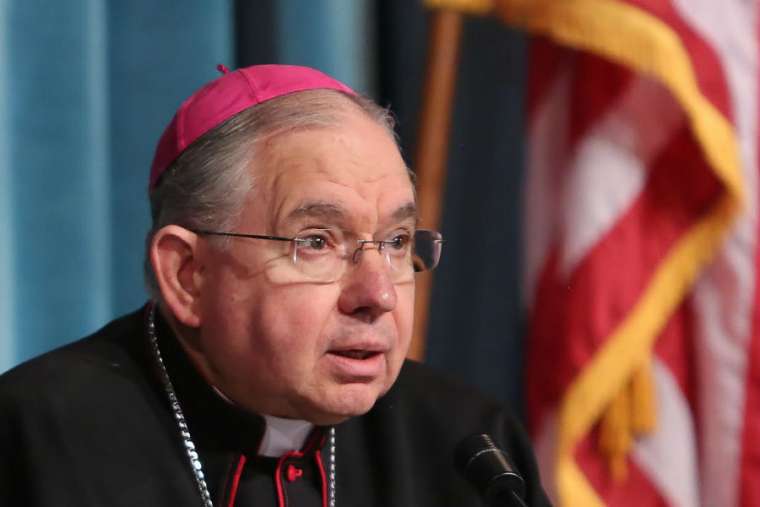 Archbishop José Gomez of Los Angeles, shown speaking at the Pontifical North American College in 2015.
