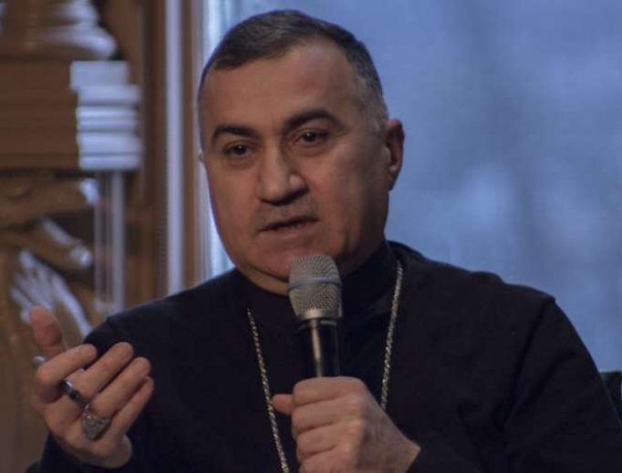 Archbishop Bashar Warda of Erbil speaks at Georgetown University on Feb. 15.