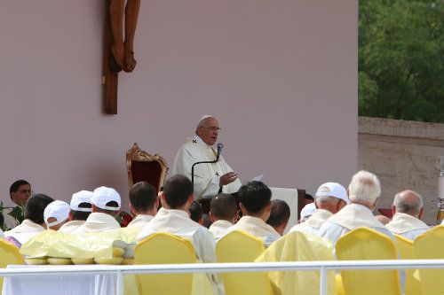 Pope Francis celebrates Mass in Mother Teresa Square in Tirana, Albania, Sept. 21. 