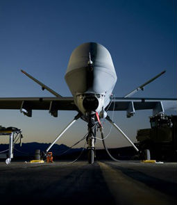 An unmanned aerial vehicle, or drone.