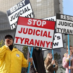 Supporters of Prop 8 demonstrated outside the Ninth Circuit Court of Appeals in San Francisco last December. 
