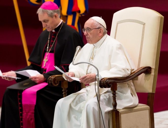 Pope Francis speaks Dec. 6 at the Vatican.