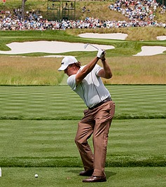 Phil Mickelson practices yesterday for the U.S. Open
