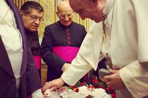 Pope Francis blessing lambs on Jan. 21, 2016.
