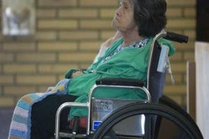 A participant at the L.A. Mass kicking off a novena for the elderly and terminally ill. 