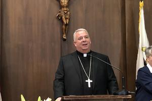 Archbishop-elect Nelson Perez speaking during a press conference in Philadelphia, Pa.